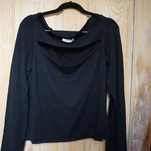 NAKD black long sleeve cut out knit top